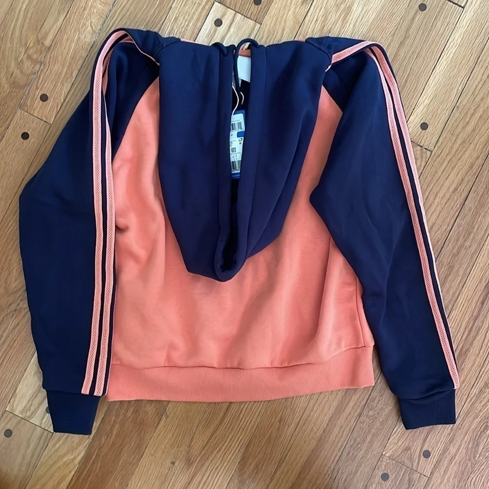 Adidas SST New Hooded Hoodie Full Zip Sweatshirt Orange Navy Blue Men S